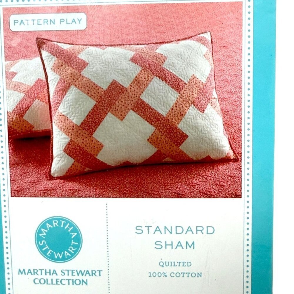 Martha Stewart Quilted Pillowcase One Standard Sham Pink White Print 100% Cotton